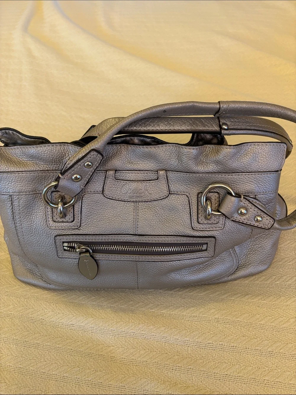 Coach Gray Leather Hand Bag Purse